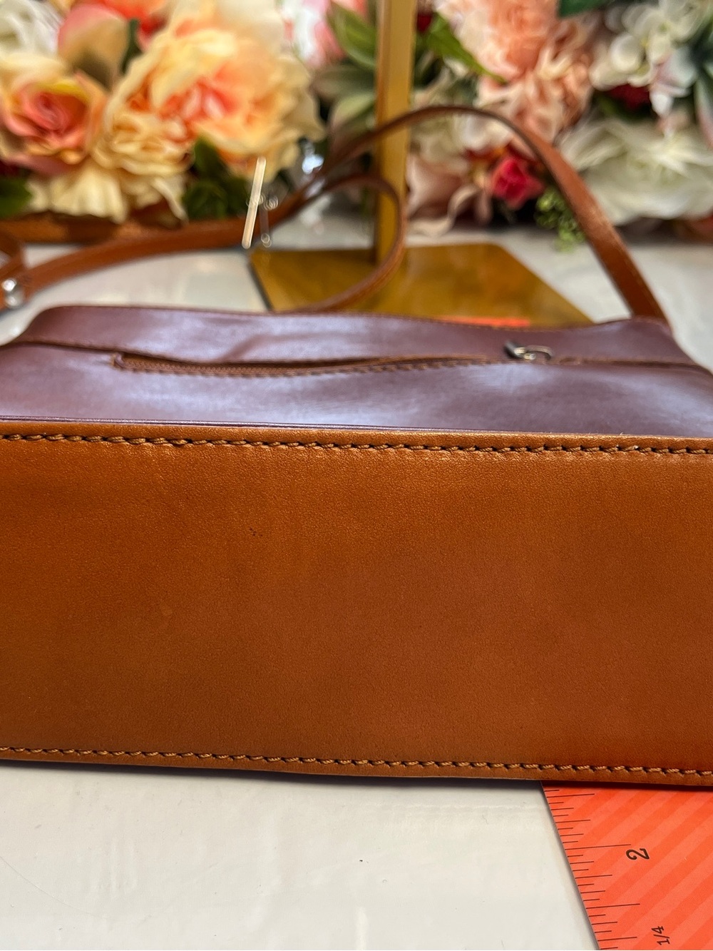 Vera Pelle Genuine Leather Italian Crossbody Shoulder Bag Brown - Picture 14 of 16